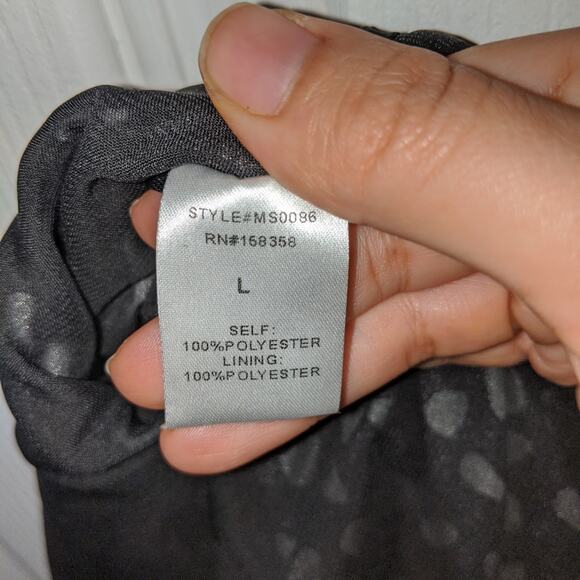 Leche Black & White Polka Dot Pattern Ruched Ruffle Trim Skirt L - Picture 10 of 15